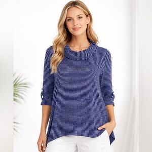 Blue and white Rafella cowl neck size small in excellent like-new condition​